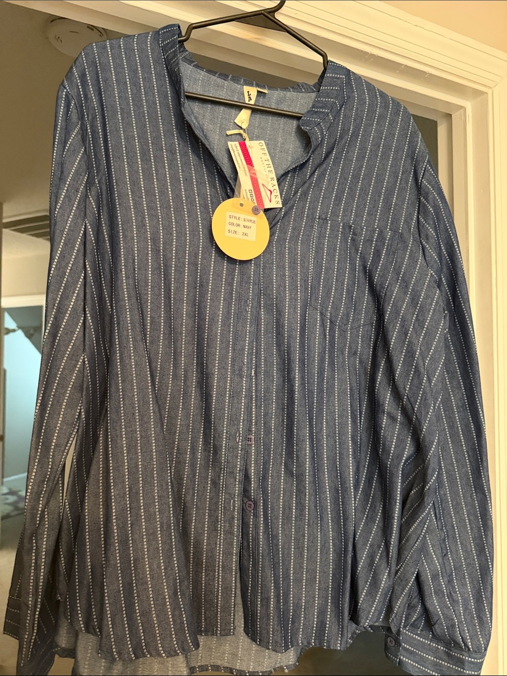 LARA Blue Striped Casual Button-Down Shirt NWT